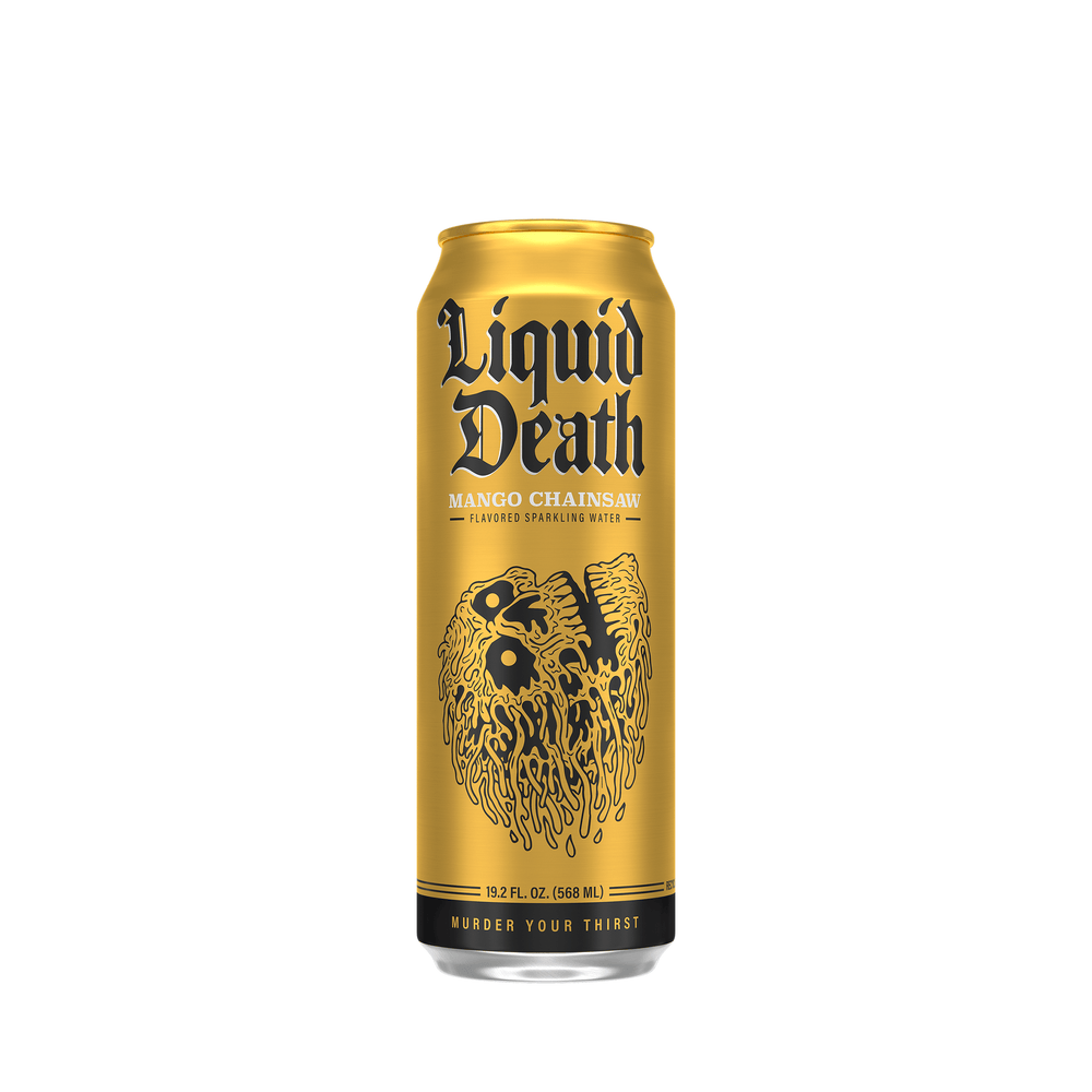 Liquid Death Sparkling Water Mango Chainsaw