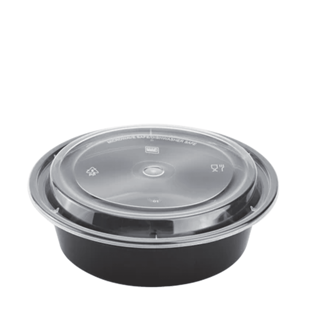 Karat Plastic Microwavable Round Food Containers & Lids, 32oz
