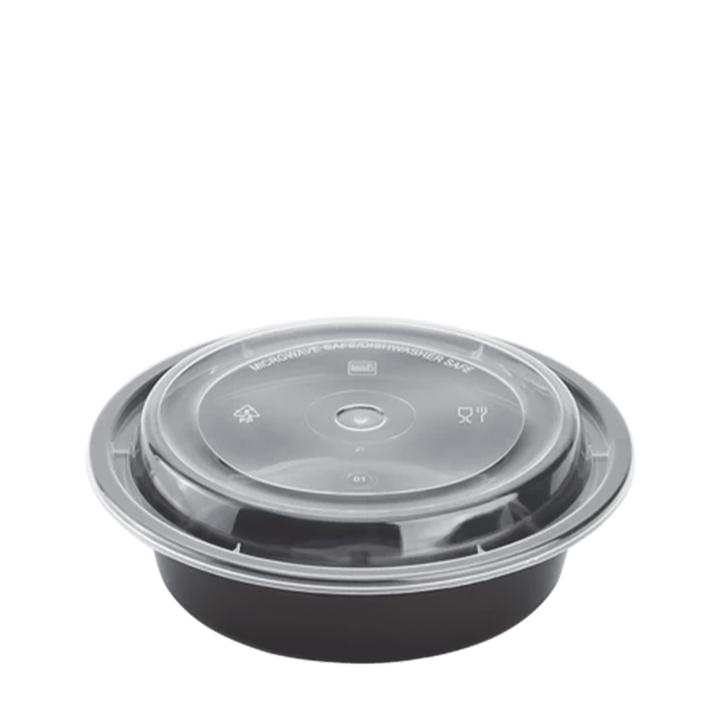 Karat Plastic Microwavable Round Food Containers & Lids, 16oz
