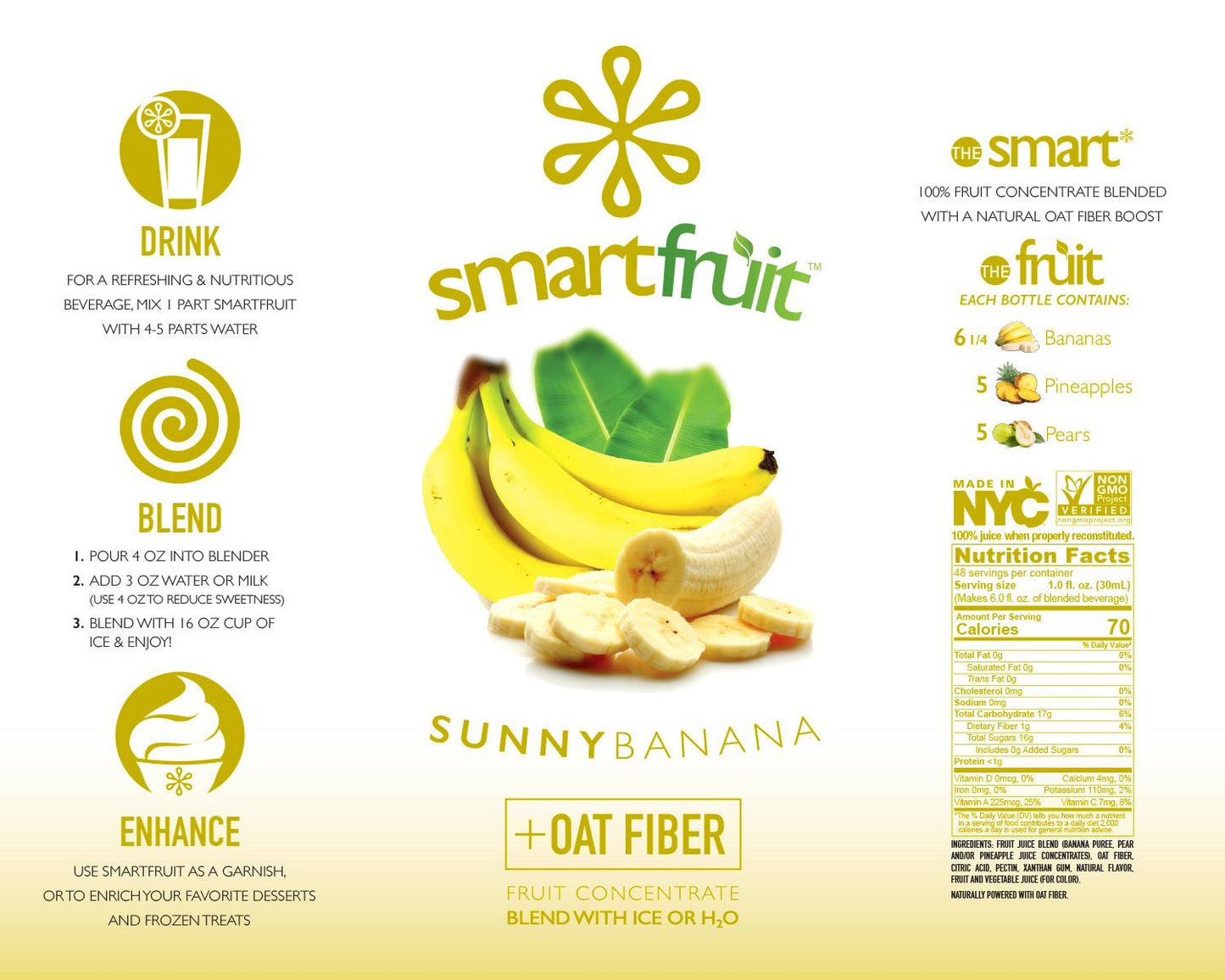 Sunny Banana SmartFruit smoothie mix 48-oz bottle